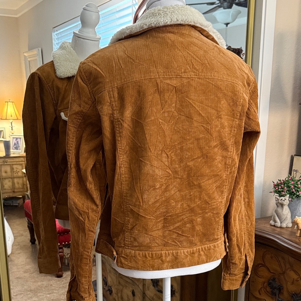ASOS Denim Corduroy Sherpa Jacket -Brown - Size US 6 - Picture 9 of 16